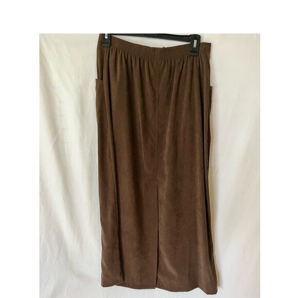 Alfred Dunner Women's Browns Suede Style A-Line Midi Skirt Size 8 Boho Casual - Picture 2 of 9
